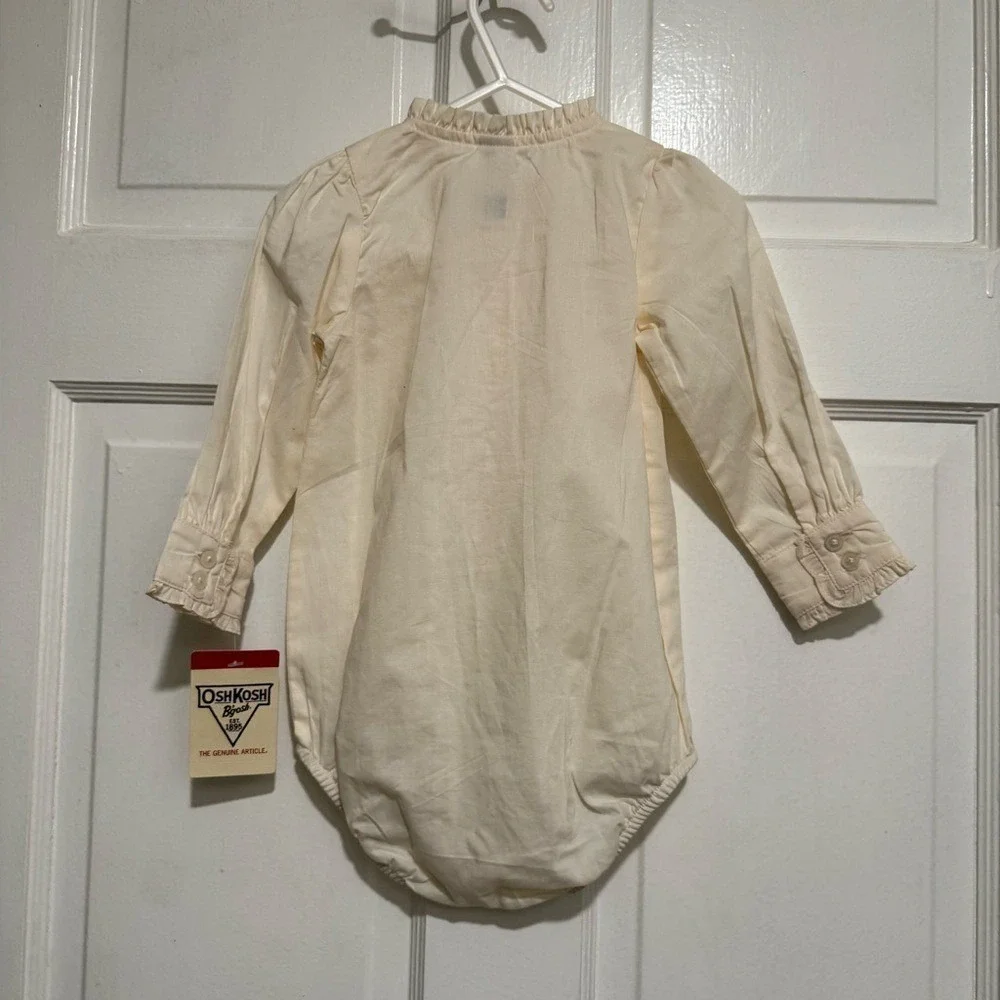 New 18 Month Oshkosh Thin Cream Long Sleeve One Piece Outfit Girls